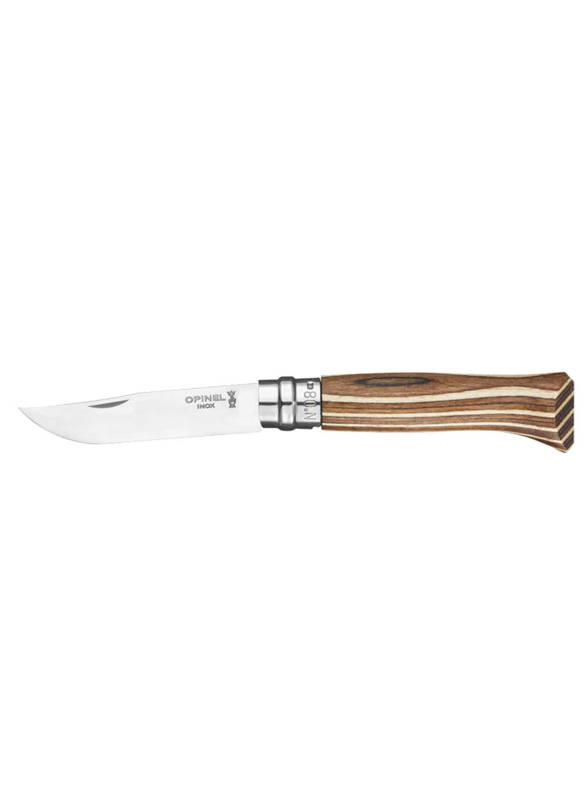 Nóż składany Opinel Inox Laminated N°08 - brown birch 0023889