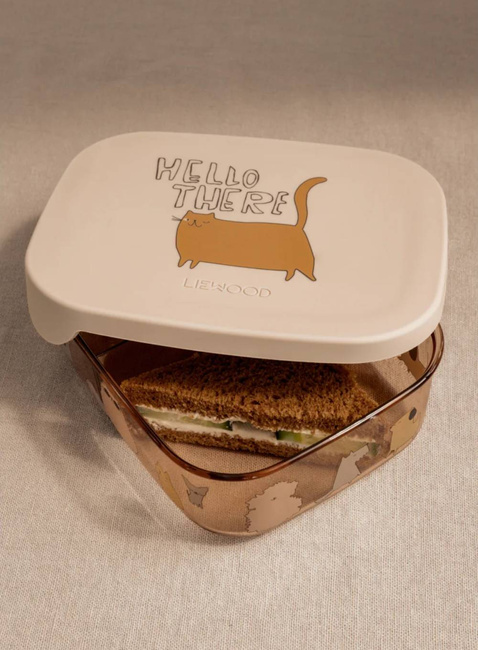 Dziecięcy pojemnik na jedzenie Liewood Arthur Tritan Lunchbox - cats and dogs / sandy