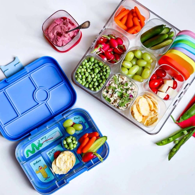 Lunchbox 6-przegródek do szkoły Yumbox Original - bamboo green / monsters tray