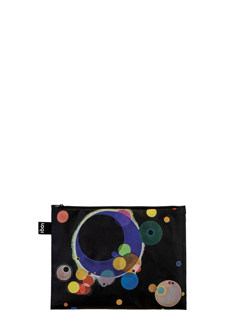 Trzy saszetki z recyklingu Loqi Mondrian, Kandinsky, Delaunay - circular forms / several circles / composition