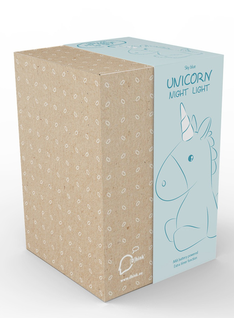 Lampka nocna na baterie Dhink Jednorożec - sky blue