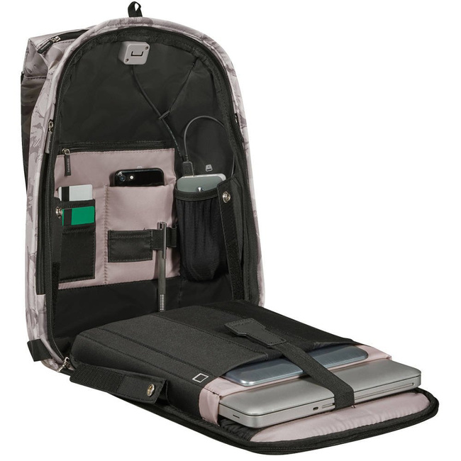 Damski plecak antykradzieżowy Samsonite Securipak S LPT Print - lilac grey/camo