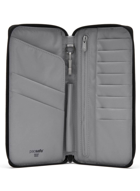 Portfel antykradzieżowy Pacsafe RFIDsafe Travel Wallet - jet black