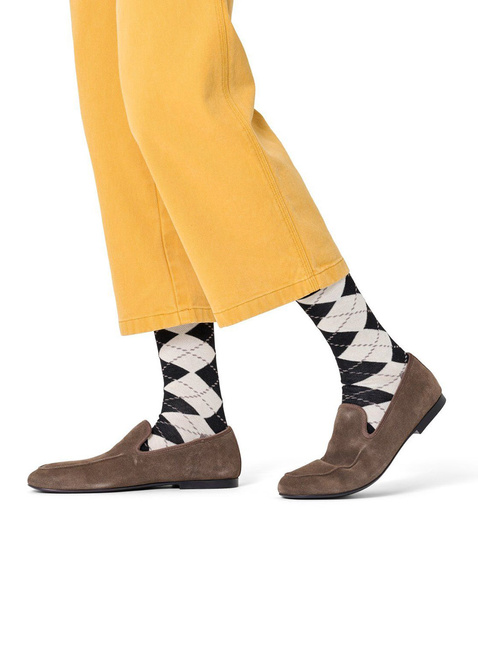 Skarpety unisex Happy Socks - classic back and white / argyle