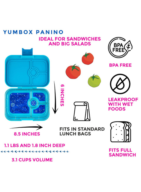 Lunchbox dziecięcy Yumbox Panino 750 ml - tropical aqua / panther tray