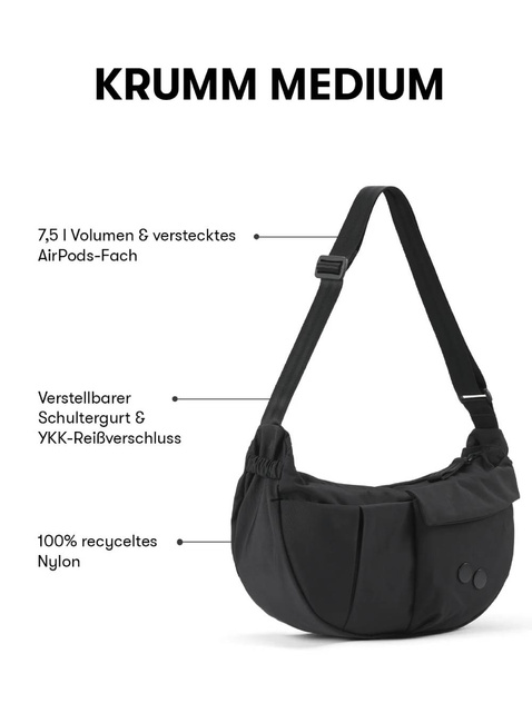 Torba na ramię Pinqponq Krumm Medium - crinkle black