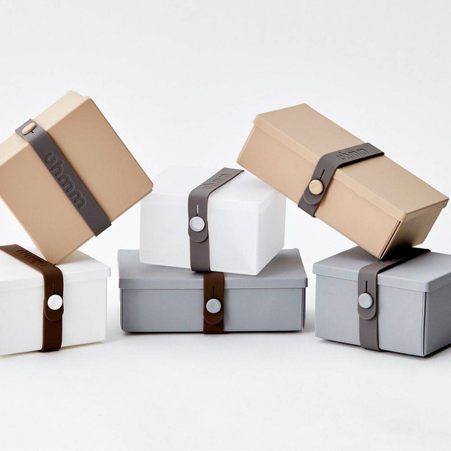 No.02 mały składany lunchbox Uhmm - light grey / petrol