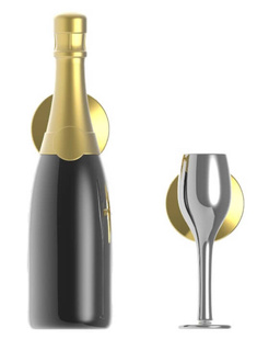 Przypinki Metalmorphose - butelka szampana i kieliszek