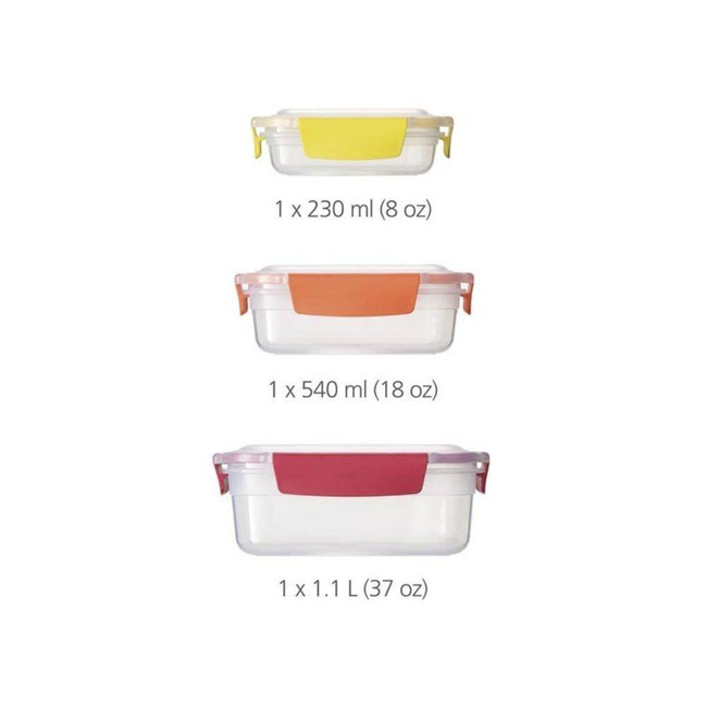 Zestaw 3 pojemników na żywność Nest™ Lock JJ - multicolour