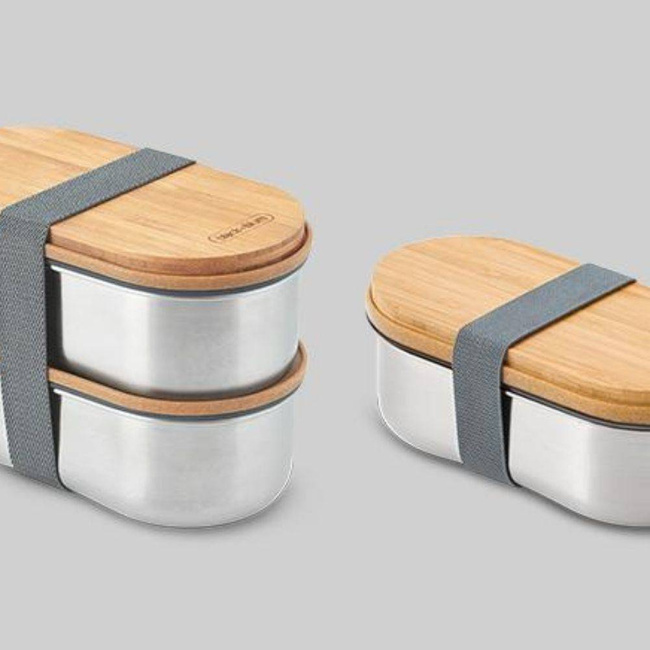 Stalowy pojemnik na żywność Bento Box Black + Blum - almond / grey