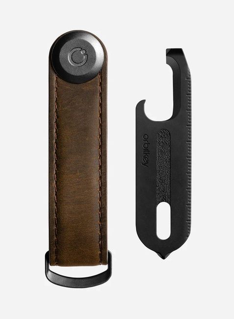 Zestaw Orbitkey - organizer do kluczy Crazy Horse Leather + Multitool V2 - chestnut brown / black stitching 