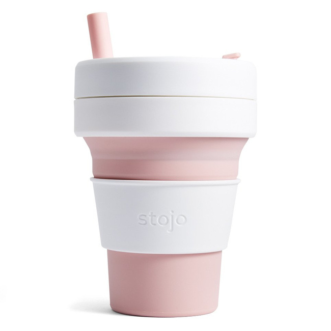 Składany kubek ze słomką Stojo Biggie 473 ml - rose