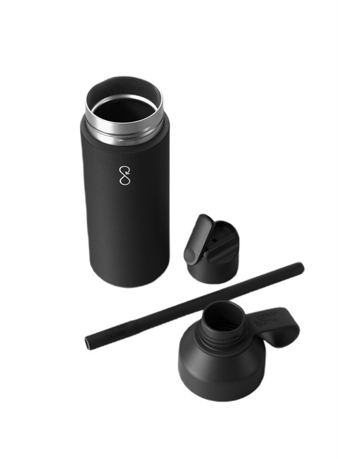 Butelka termiczna ze słomką Ocean Bottle GO 0,5 l - obsidian black