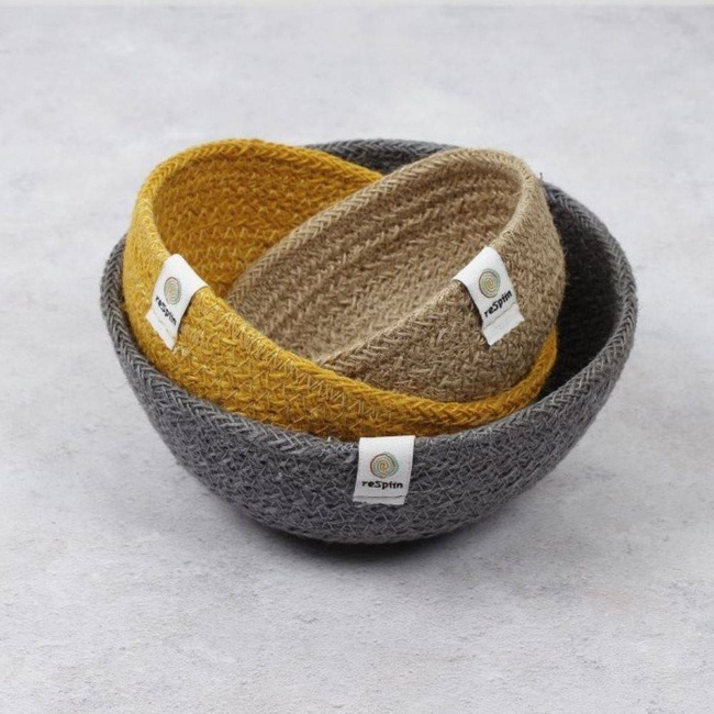 Zestaw 3 misek / koszyków z juty Mini ReSpiin - beach