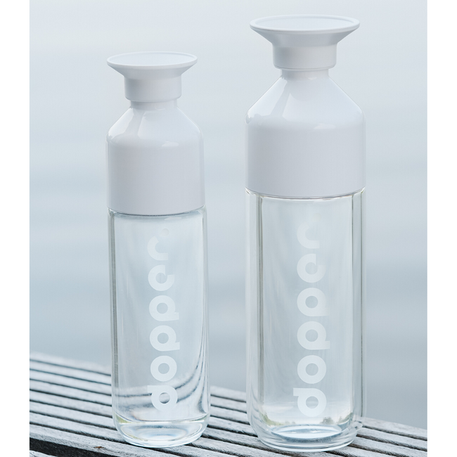Wielorazowa szklana butelka Dopper Glass 400 ml - white