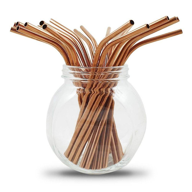 Wielorazowa słomka ze stali nierdzewnej 1 szt. Bambaw - rose gold
