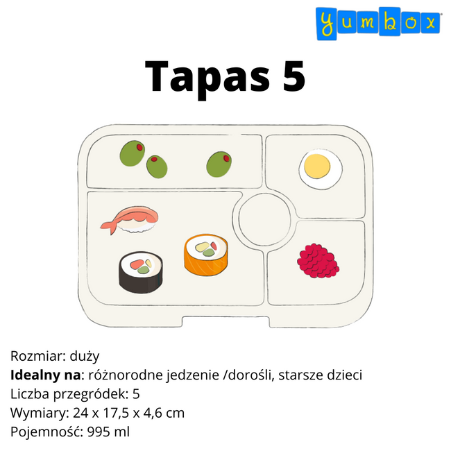 Lunchbox XL Yumbox Tapas 5 przegródek - true blue