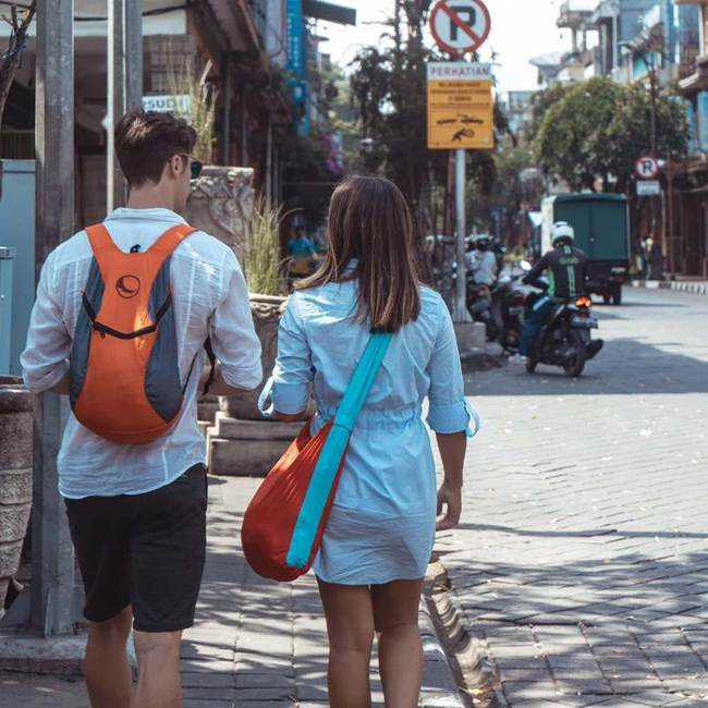 Plecak składany Mini Backpack 15 l Ticket To The Moon - szaro-pomarańczowy