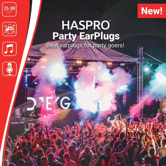 Stopery zatyczki do uszu na party, koncert Haspro Party EarPlugs