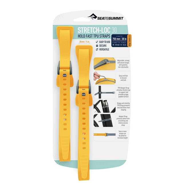 Paski mocujące Sea To Summit Stretch-Loc TPU Straps (2 Pack) 75x2 cm - yellow