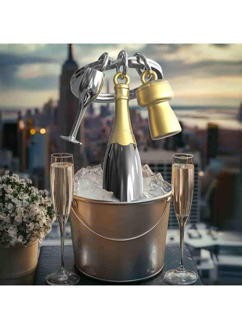 Brelok do kluczy torebki Metalmorphose - szampan kieliszek korek