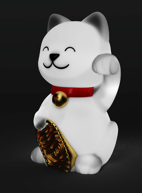 Lampka nocna na baterie Dhink Lucky Cat - snow white