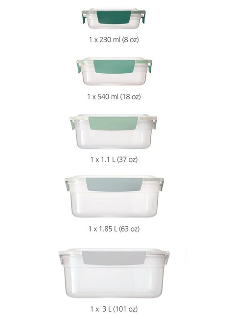 Zestaw 5 pojemników na żywność Joseph Joseph Nest™ Lock - green