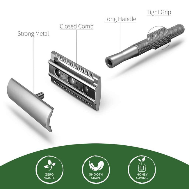 Metalowa maszynka do golenia ze stojakiem Bambaw - silver