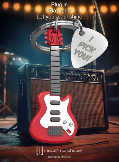 Brelok do kluczy torebki Metalmorphose - gitara i kostka