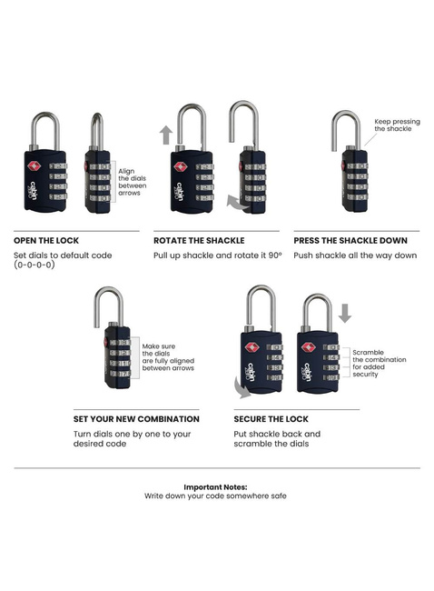 Kłódka szyfrowa do bagażu CabinZero TSA Travel Lock - absolute black