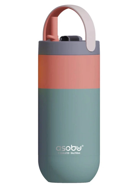 Butelka termiczna ze słomką Asobu Orbit 880 ml - pastel green