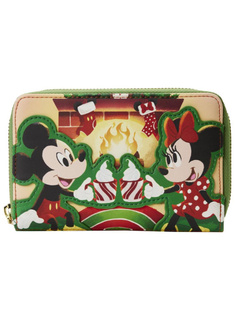 Portfel dziecięcy Loungefly x Disney Zip Around Wallet - Mickey Minnie hot cocoa fireplace