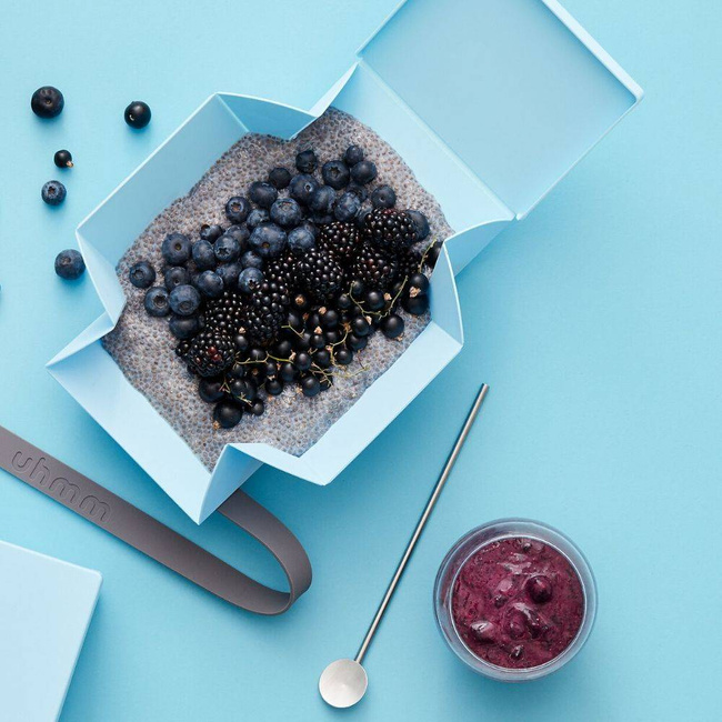No.02 lunchbox składany z opaską Uhmm - light blue / pink