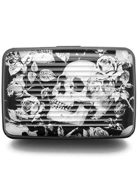 Portfel aluminiowy Ogon Design Stockholm Card Case Premium V3 - skull roses