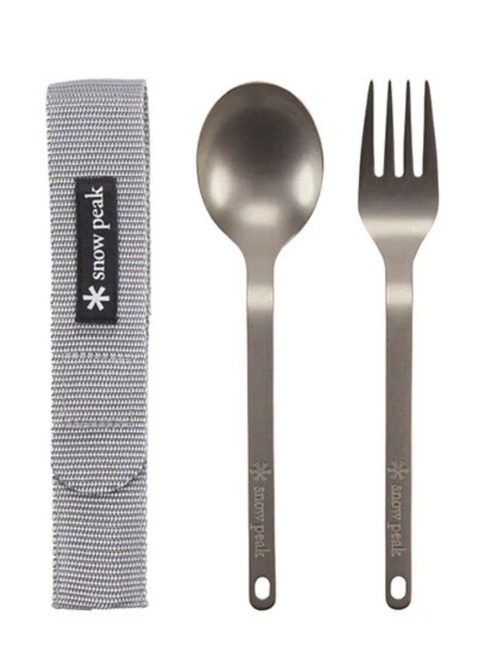 Sztućce turystyczne z etui Snow Peak Titanium Fork & Spoon Set 