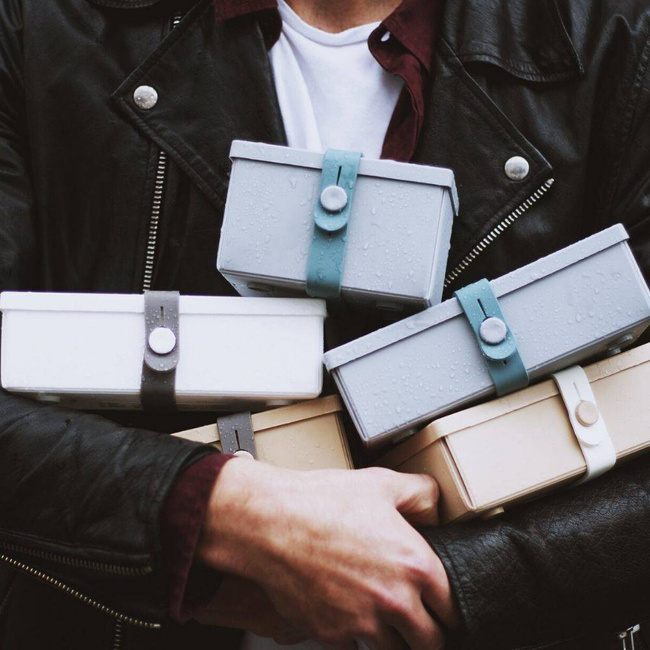 No.01 składany lunchbox z opaską Uhmm - light blue / petrol