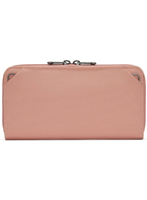 Portfel antykradzieżowy Pacsafe RFIDsafe Continental Wallet - rose