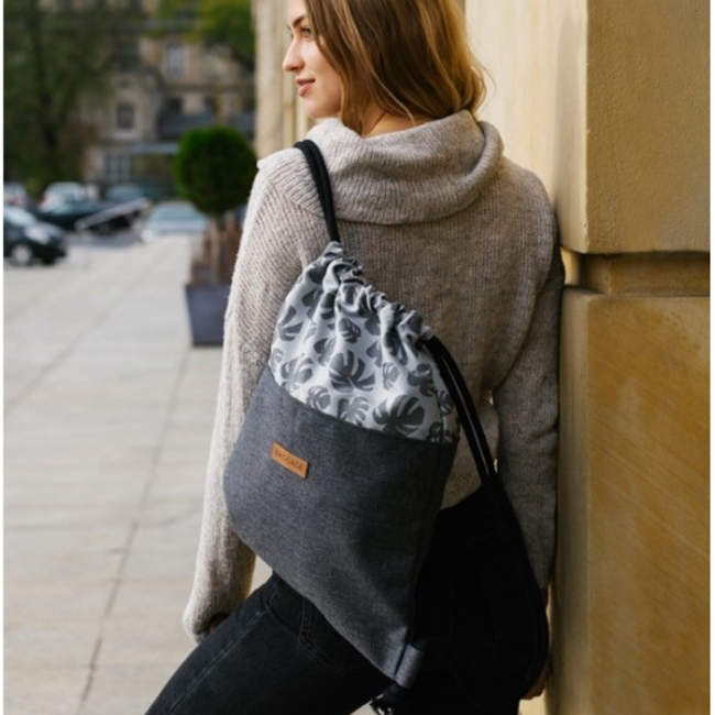 Plecak worek Baggage Mono XL - kwiaty brąz