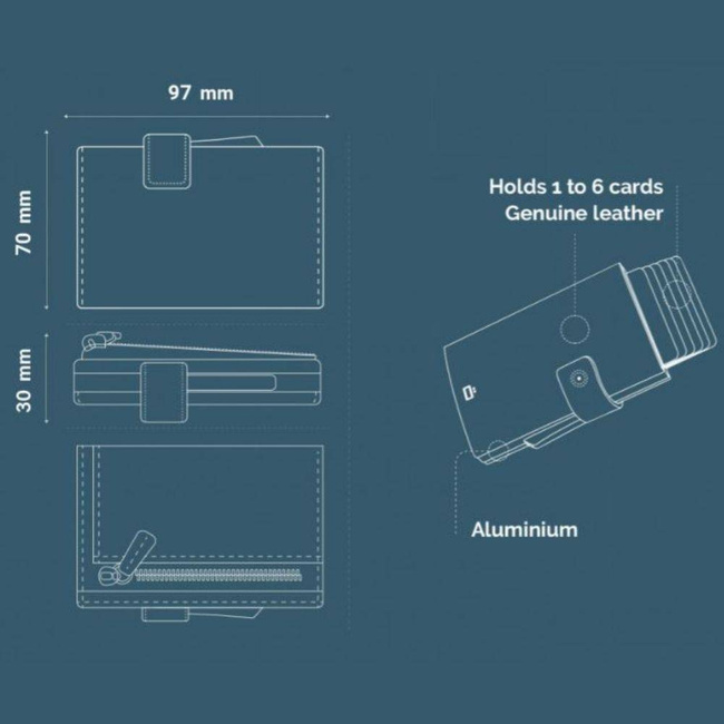Portfel RFID Cascade Zipper Snap Ogon Design - full black