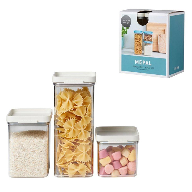 3 pojemniki kuchenne Mepal Omnia Storage Boxes - nordic white