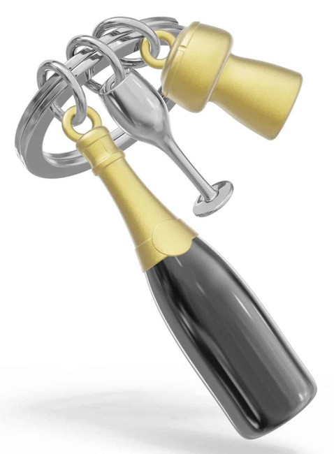 Brelok do kluczy torebki Metalmorphose - szampan kieliszek korek