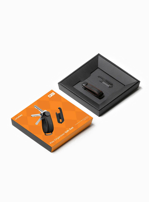 Zestaw Orbitkey - organizer do kluczy Crazy Horse Leather + Multitool V2 - black / orange stitching 