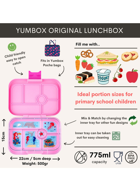 Szczelna średnia śniadaniówka Yumbox Original - power pink / mermaid