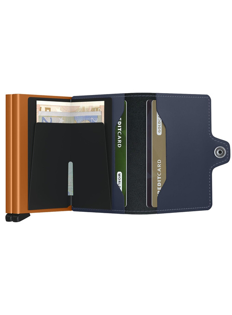 Portfel kieszonkowy RFID Secrid Twinwallet Matte - nightblue/orange