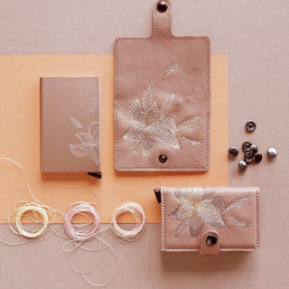 Portfel z etui RFID Miniwallet Secrid Stitch Linea -magnolia rose
