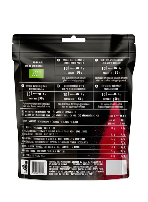 Eko żurawina w proszku LyoFood Cranberry Organic Powder 50 g