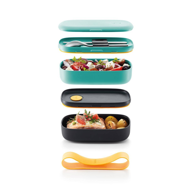 Dwupoziomowy lunchbox Lekue TO GO 2 x 500 ml - turquoise