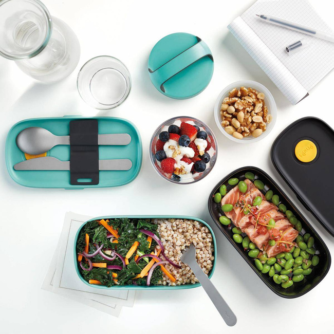 Dwupoziomowy lunchbox Lekue TO GO 2 x 500 ml - turquoise