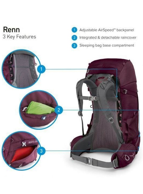 Trekkingowy plecak damski Osprey Renn 50 - dark charcoal / gray wolf