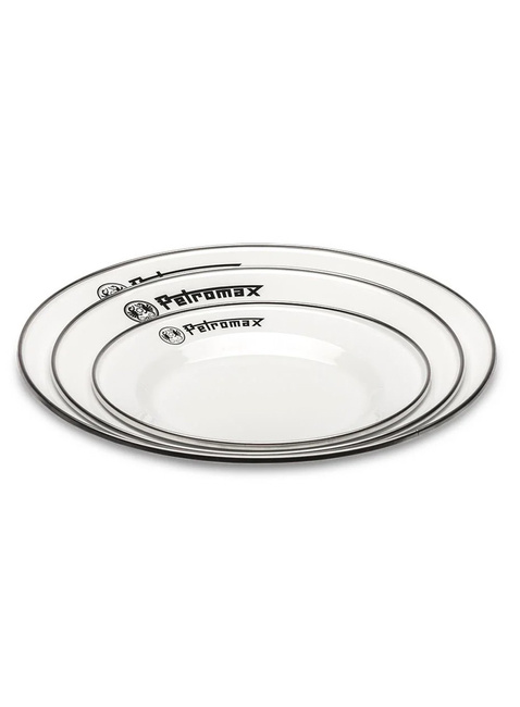 Dwa talerze turystyczne Petromax Enamel Plates 22,5 cm - white